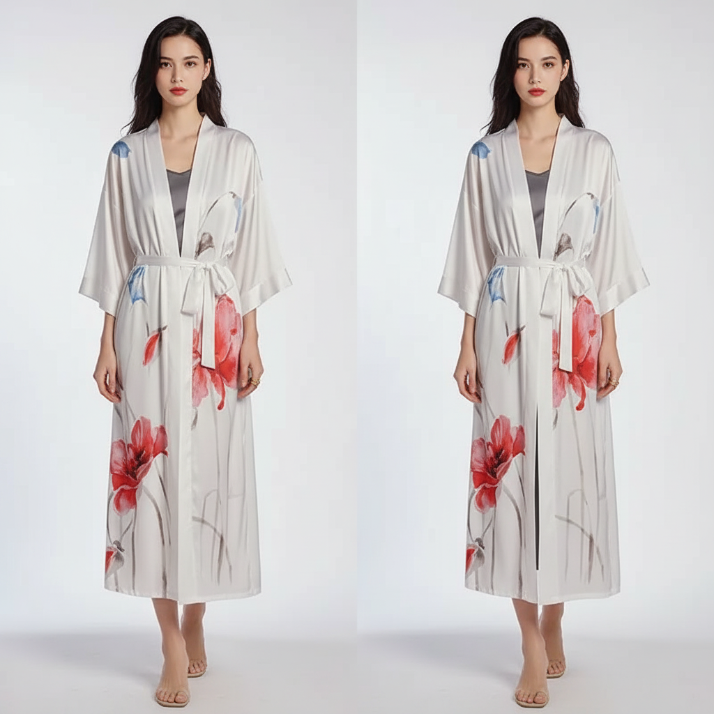 Nordspur | Lunafleur Long Floral Kimono Robe