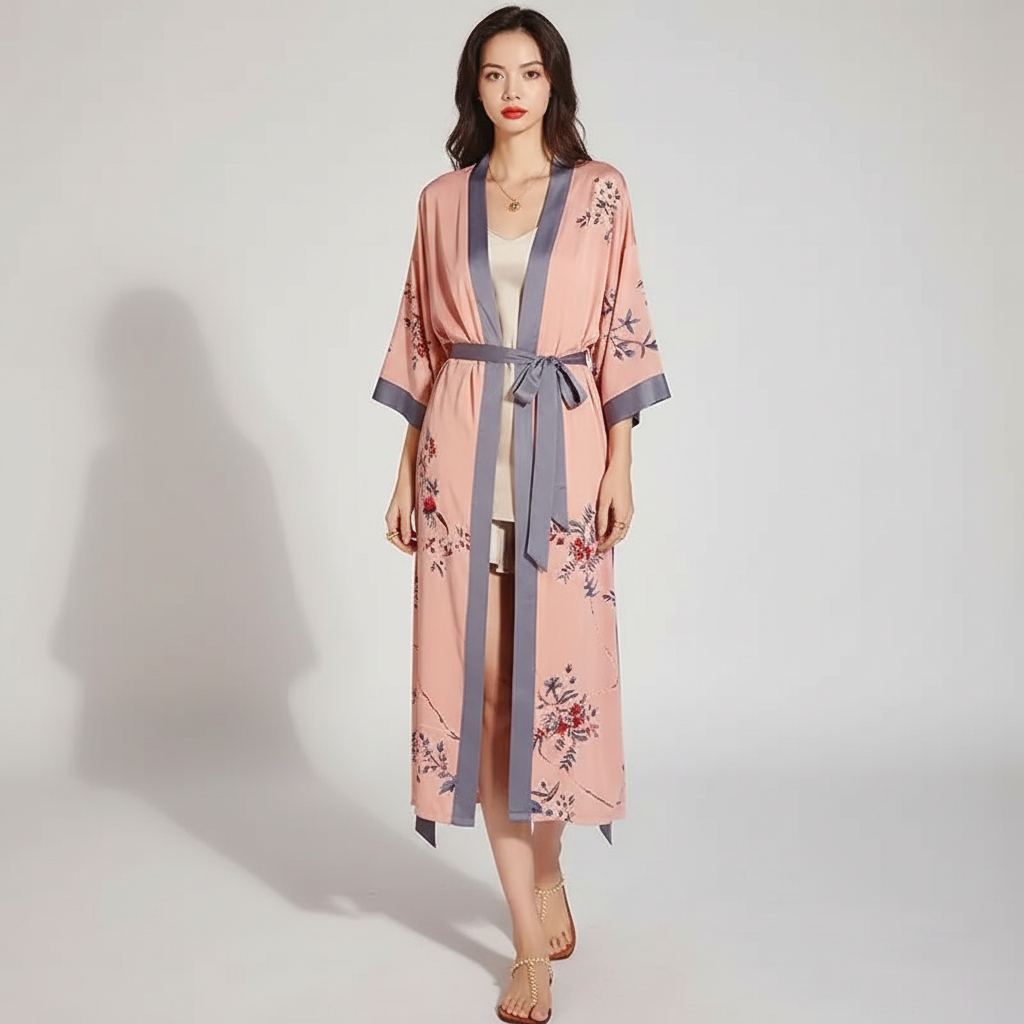 Nordspur | Lunafleur Long Floral Kimono Robe