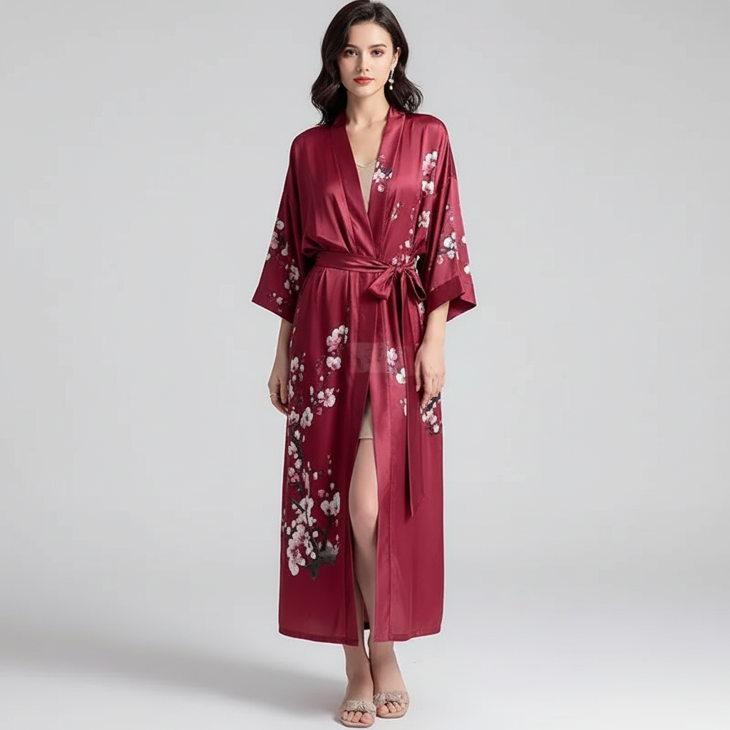 Nordspur | Lunafleur Long Floral Kimono Robe