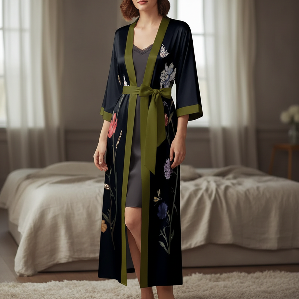 Nordspur | Lunafleur Long Floral Kimono Robe