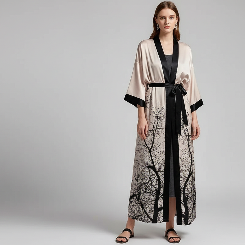 Nordspur | Lunafleur Long Floral Kimono Robe