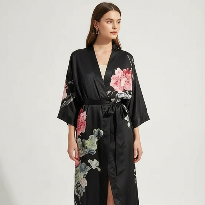 Nordspur | Lunafleur Long Floral Kimono Robe