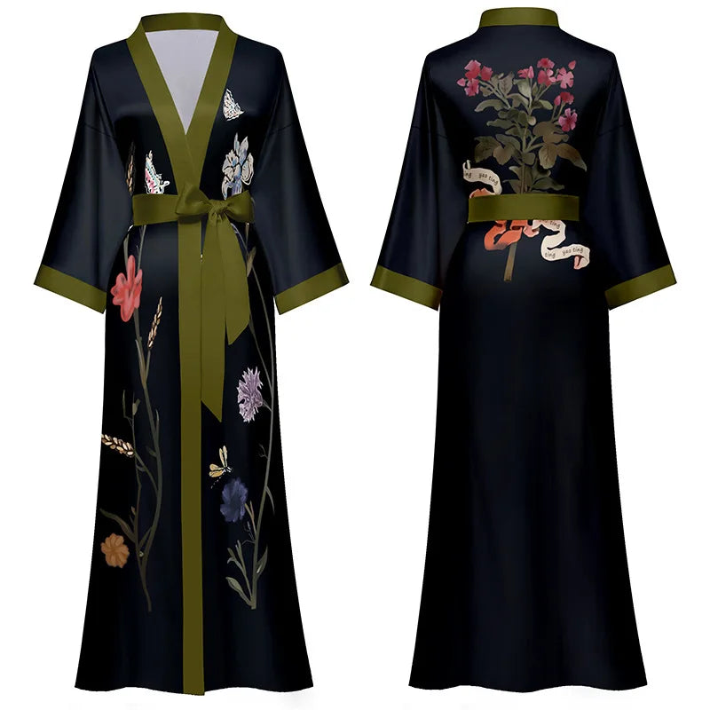 Nordspur | Lunafleur Long Floral Kimono Robe