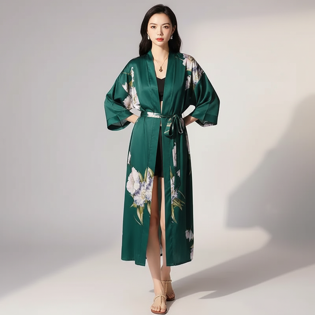 Nordspur | Lunafleur Long Floral Kimono Robe