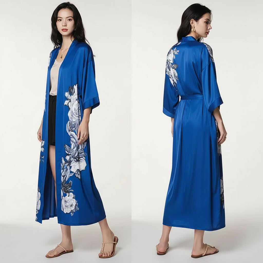 Nordspur | Lunafleur Long Floral Kimono Robe