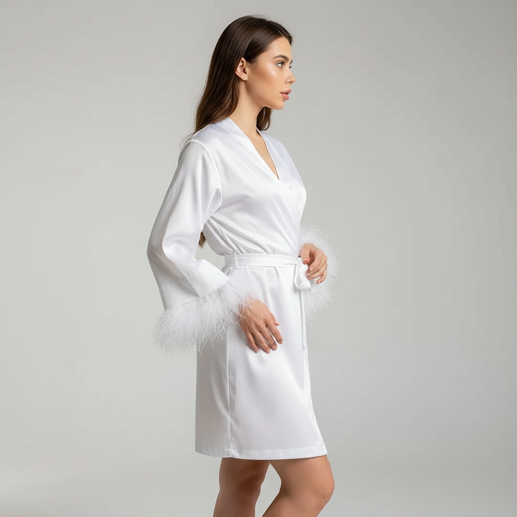 Nordspur | Lunavera Short Wrap Robe With Trim