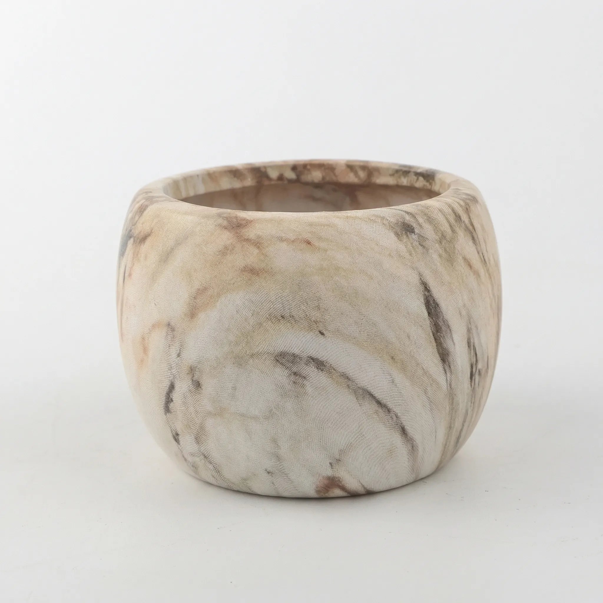 Nordspur | Marblique Marble And Wood-Effect Decorative Plant Pot