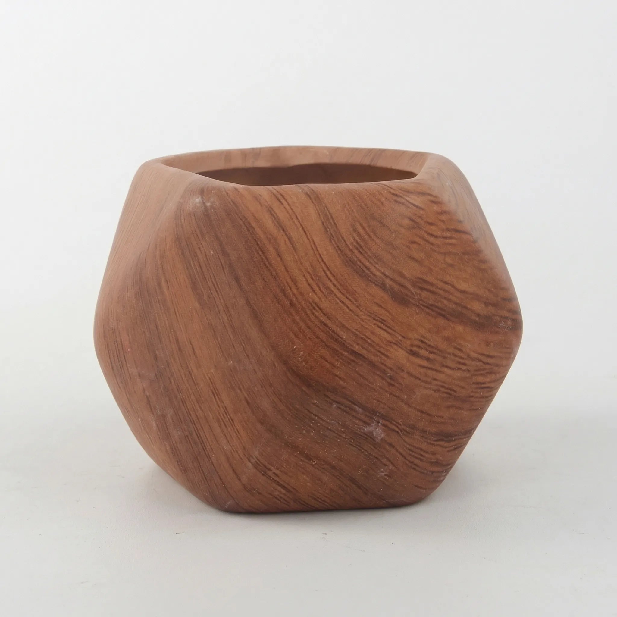 Nordspur | Marblique Marble And Wood-Effect Decorative Plant Pot