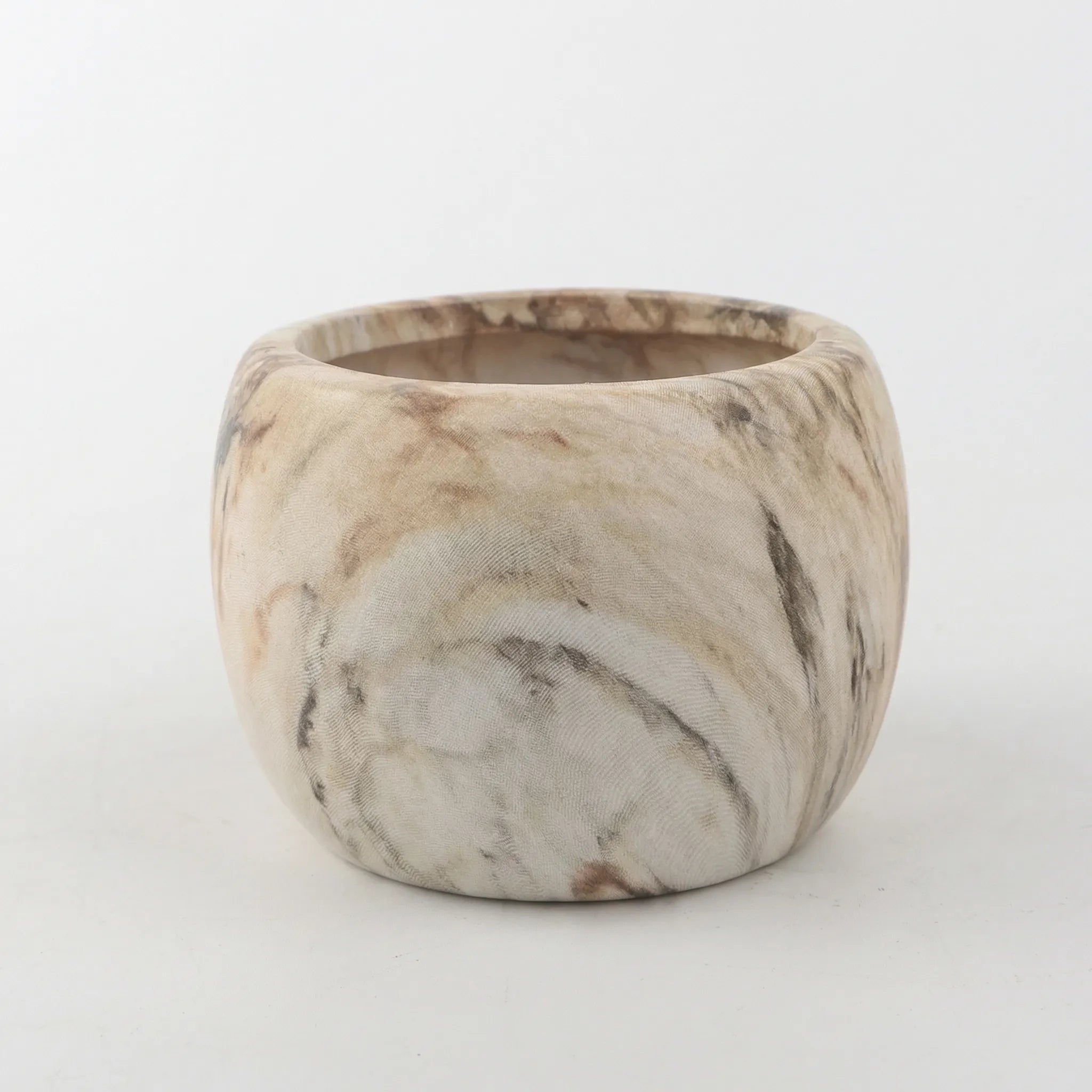 Nordspur | Marblique Marble And Wood-Effect Decorative Plant Pot