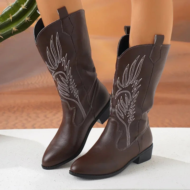 Nordspur | Mid Calf Embroidered Cowboy Boots