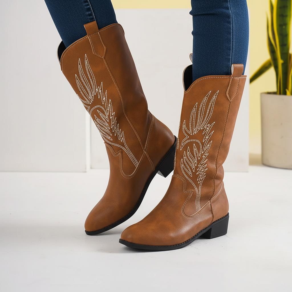 Nordspur | Mid Calf Embroidered Cowboy Boots