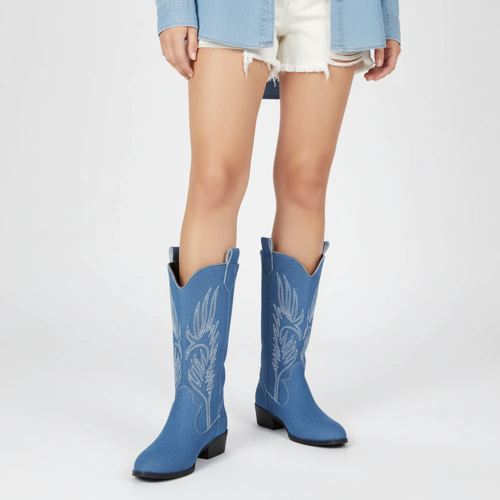 Nordspur | Mid Calf Embroidered Cowboy Boots