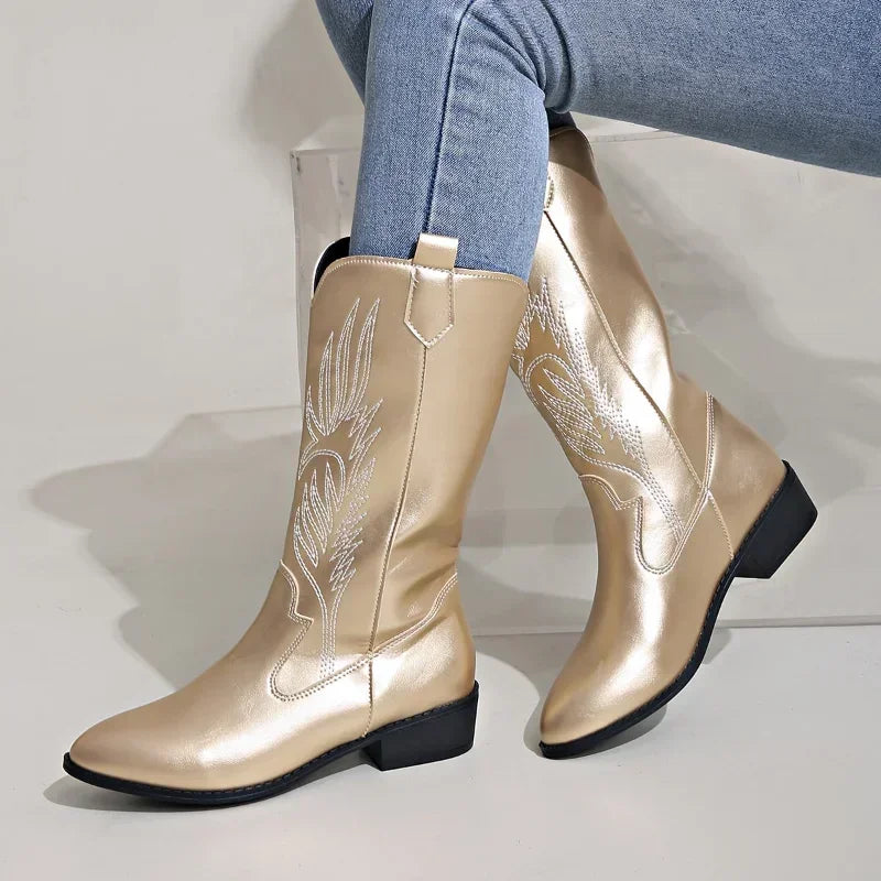 Nordspur | Mid Calf Embroidered Cowboy Boots