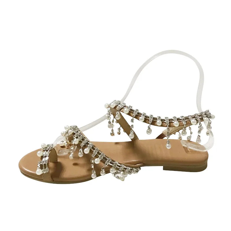 Nordspur | Ornora Strappy Embellished Open Toe Flat Sandals