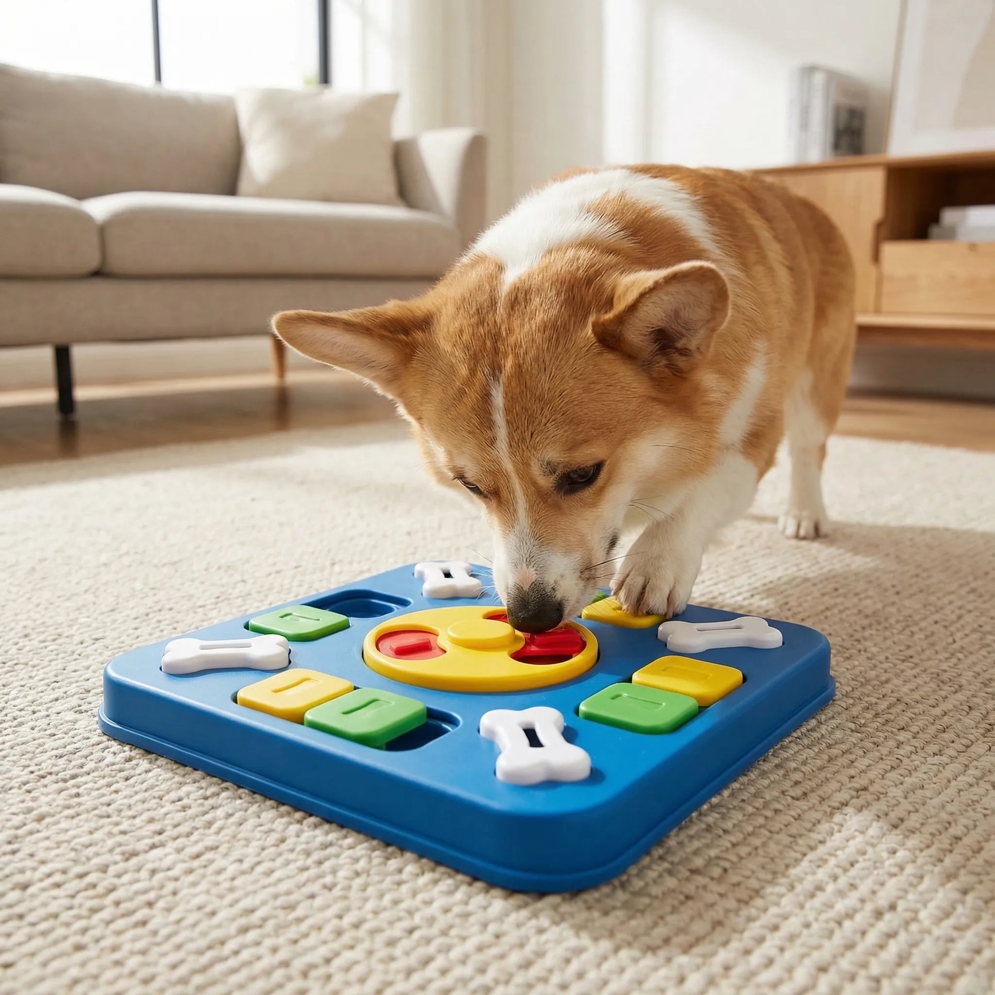 Hunde Intelligenzspielzeug Schiebe-Puzzle Brett für Leckerlis