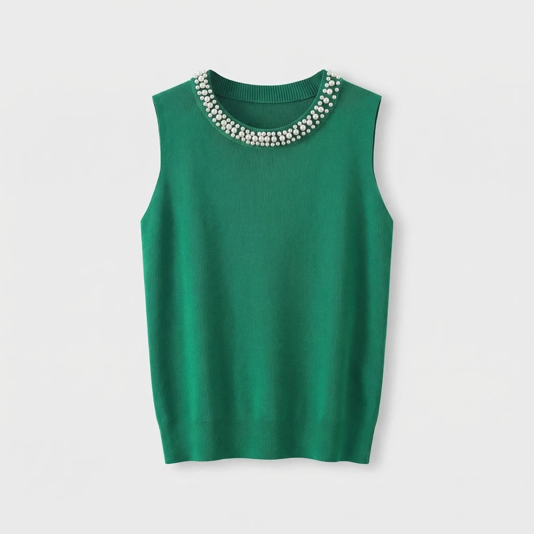 Nordspur | Pearlette Sleeveless Knitted Vest With Pearl Trim