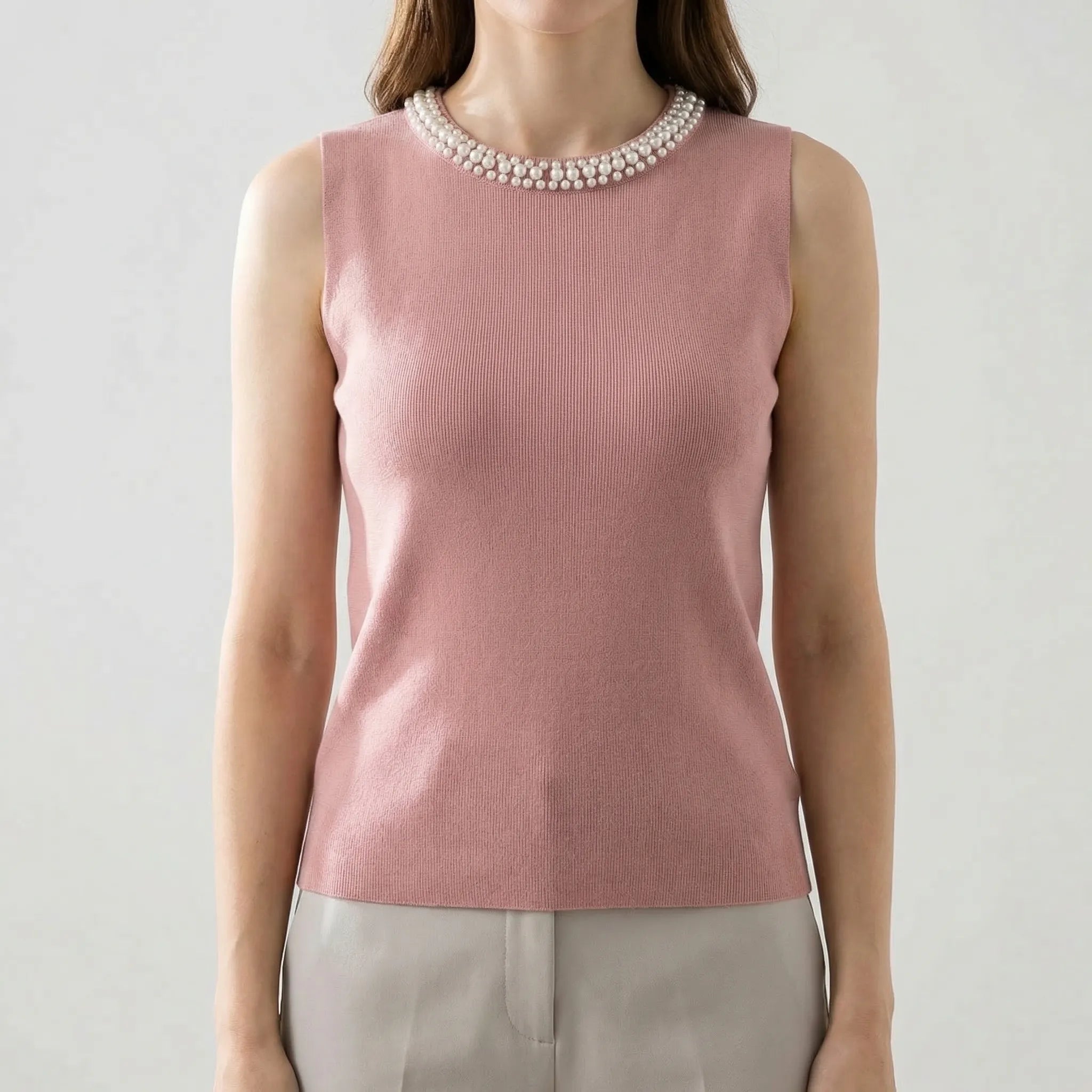 Nordspur | Pearlette Sleeveless Knitted Vest With Pearl Trim