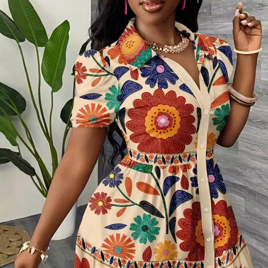 Nordspur | Petalia Floral Print Puff Sleeve Mini Dress