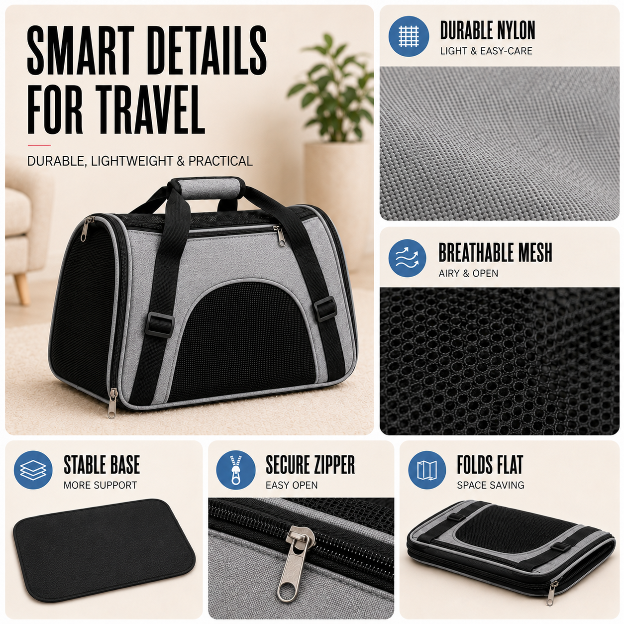 Nordspur | Petluxe Foldable Mesh Pet Carrier Bag