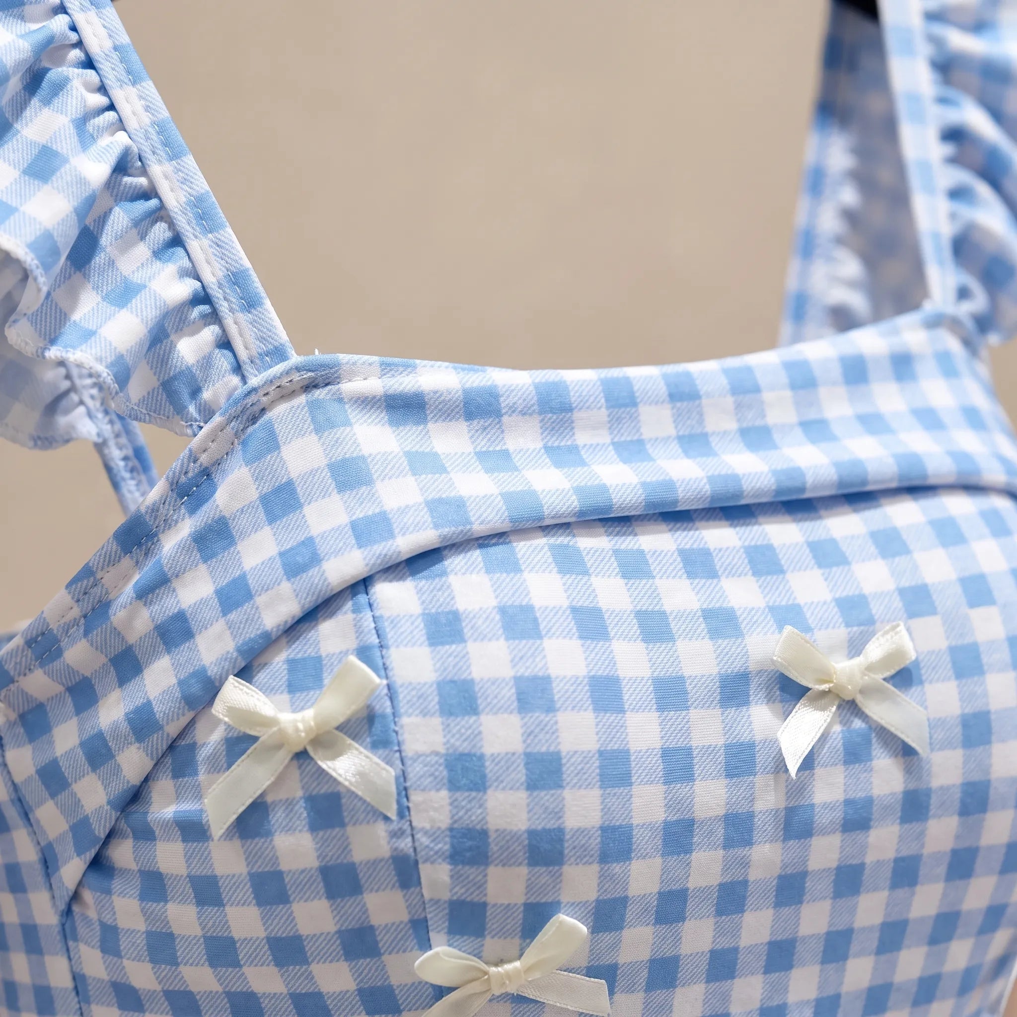 Nordspur | PlaidRuffle Blue Plaid Ruffle Swimsuit