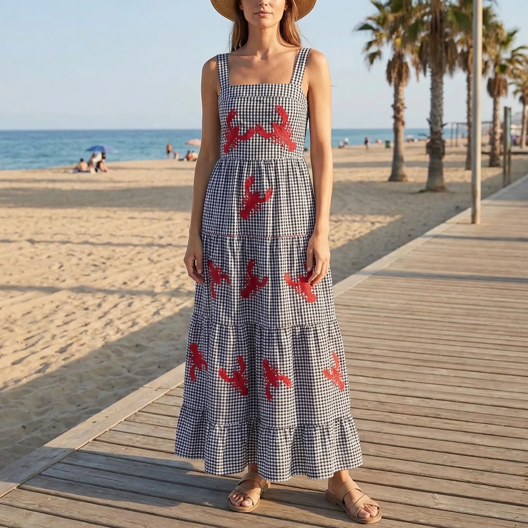Nordspur | Plaidella Sleeveless Plaid Midi Slip Dress