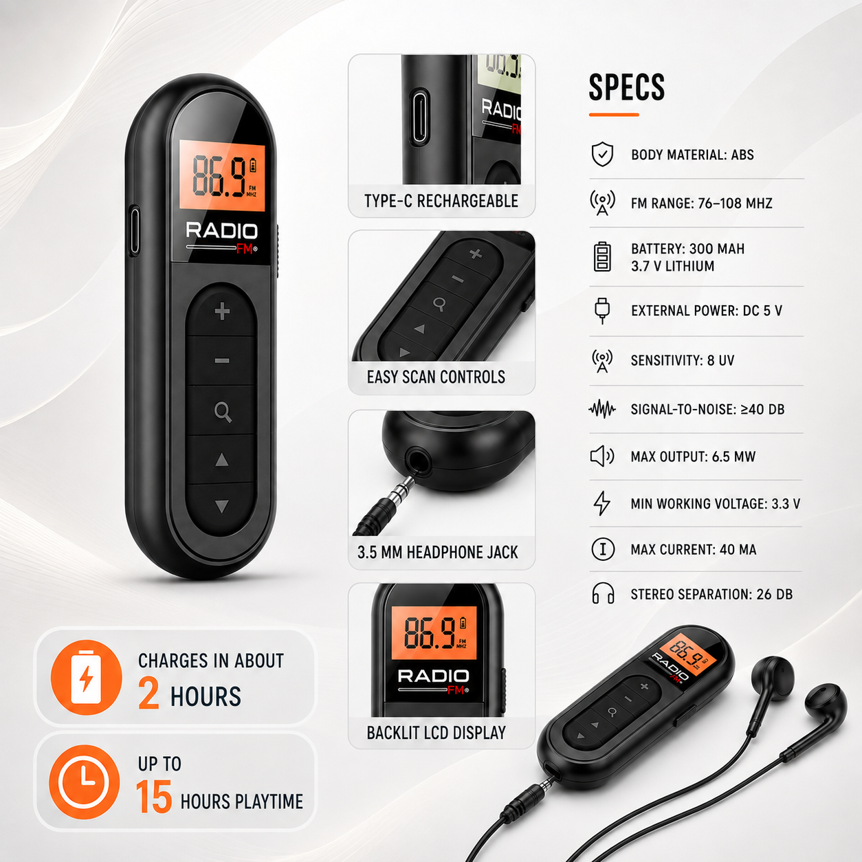 Nordspur | PocketWave Rechargeable Pocket FM Radio
