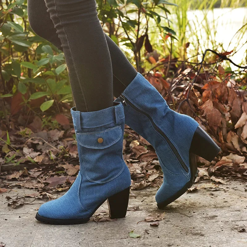 Nordspur | Pointed Toe Denim Ankle Boots