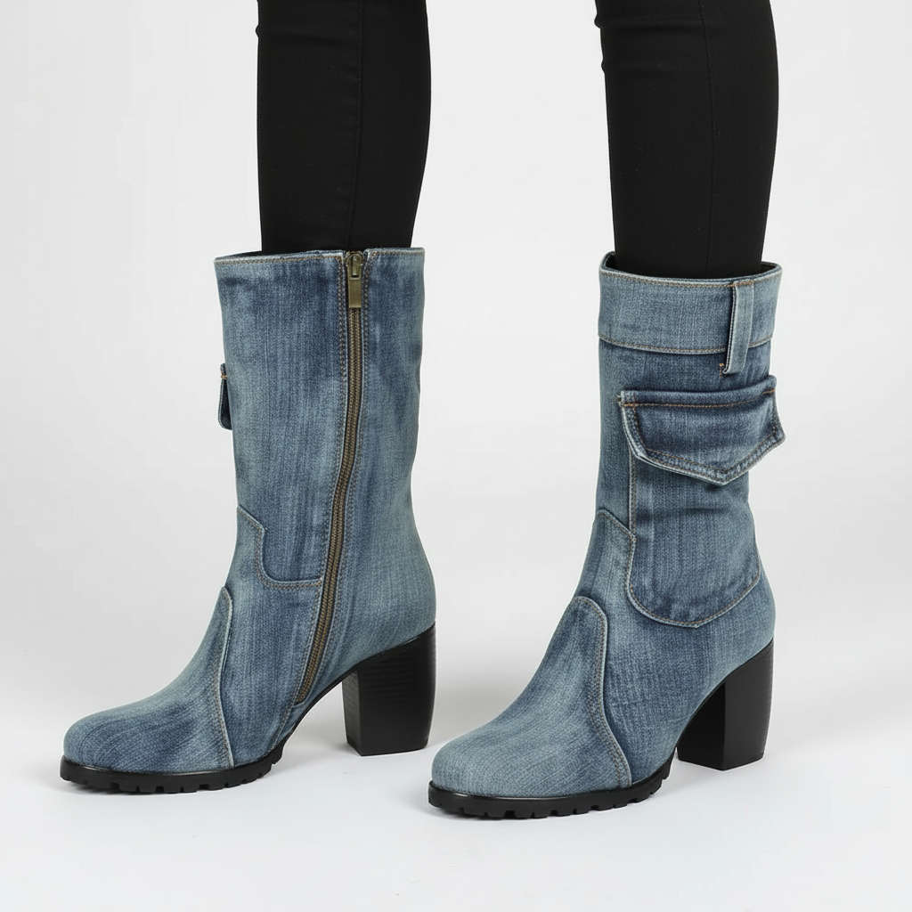 Nordspur | Pointed Toe Denim Ankle Boots