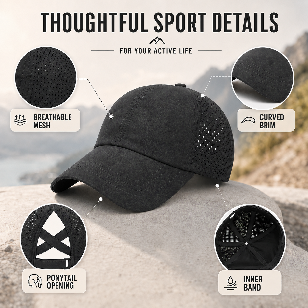 Nordspur | Ponytaila Crossback Ponytail Sports Cap