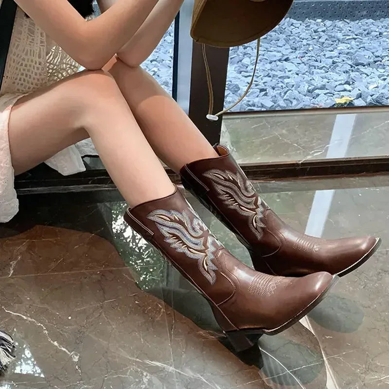 Nordspur | Retro Mid Calf Western Boot