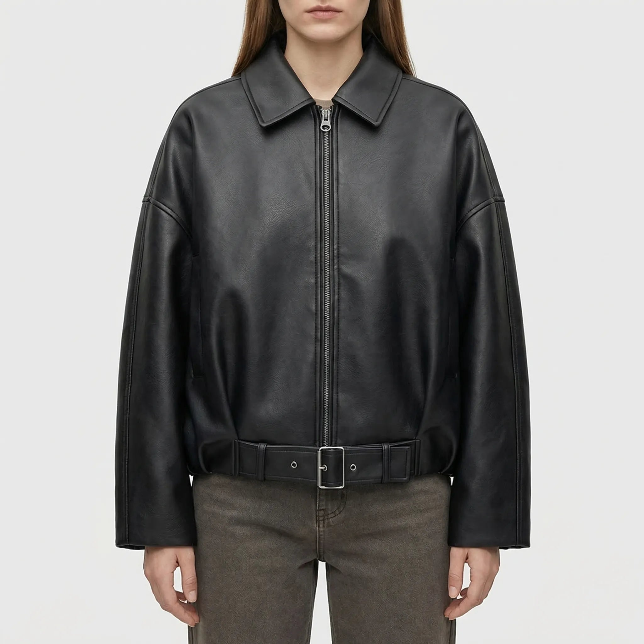 Nordspur | Retroflyn Oversized Vintage Bomber Jacket With Belt