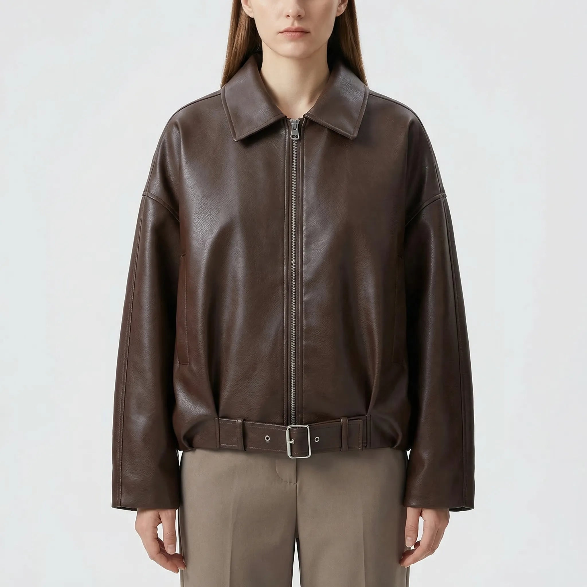Nordspur | Retroflyn Oversized Vintage Bomber Jacket With Belt