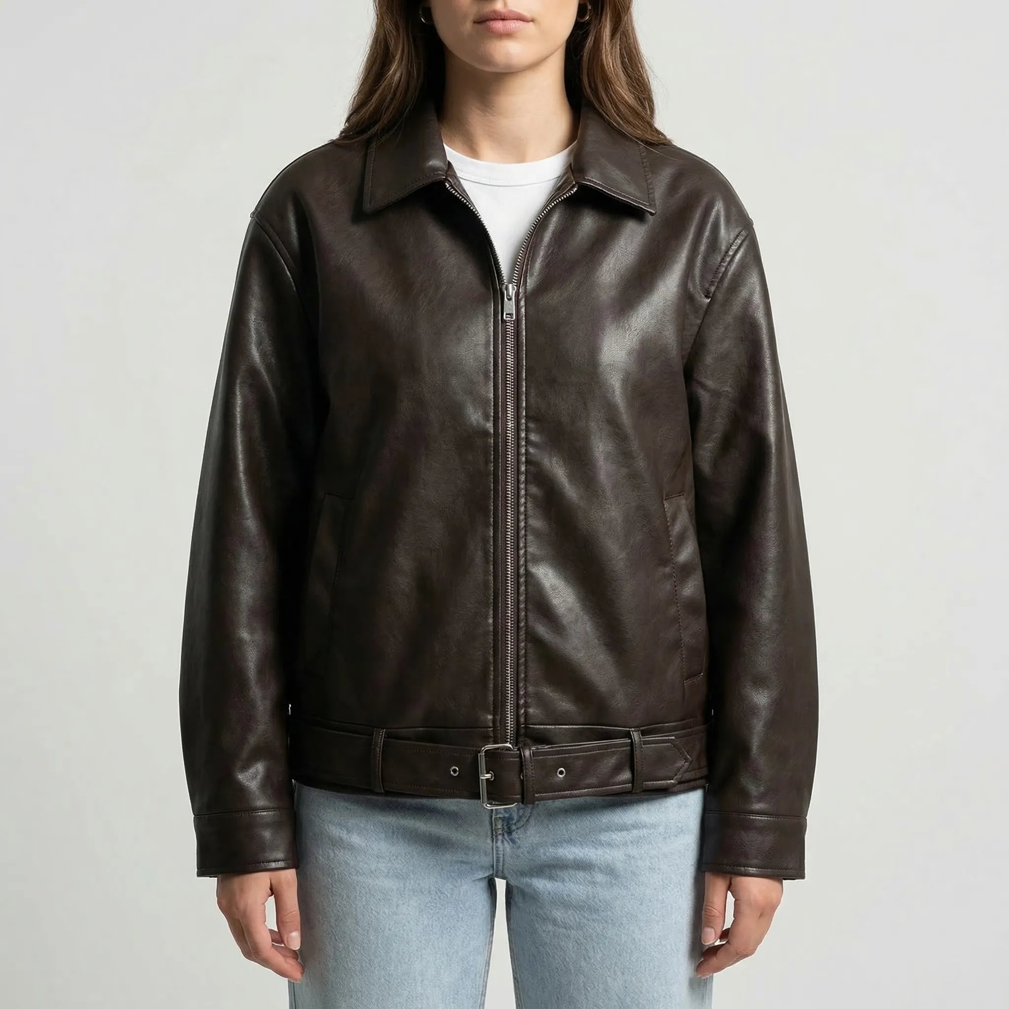 Nordspur | Retroflyn Oversized Vintage Bomber Jacket With Belt