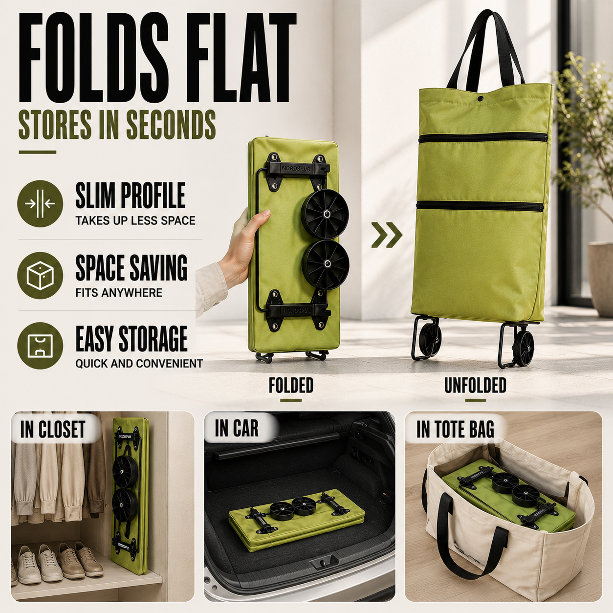 Nordspur | Rollpack Foldable Wheeled Shopping Hand Cart