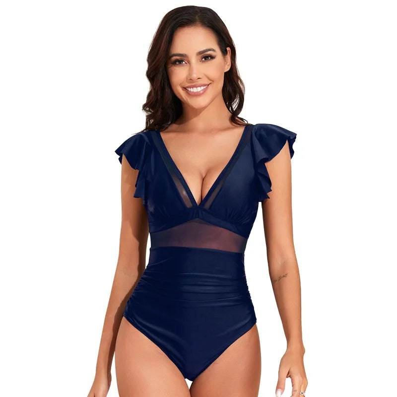 Nordspur | Ruchelle Ruched V-Neck One Piece Swimsuit