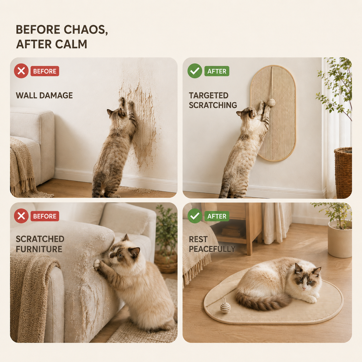 Nordspur | Scratchly Wall-Mounted Sisal Scratching Panel With Toy