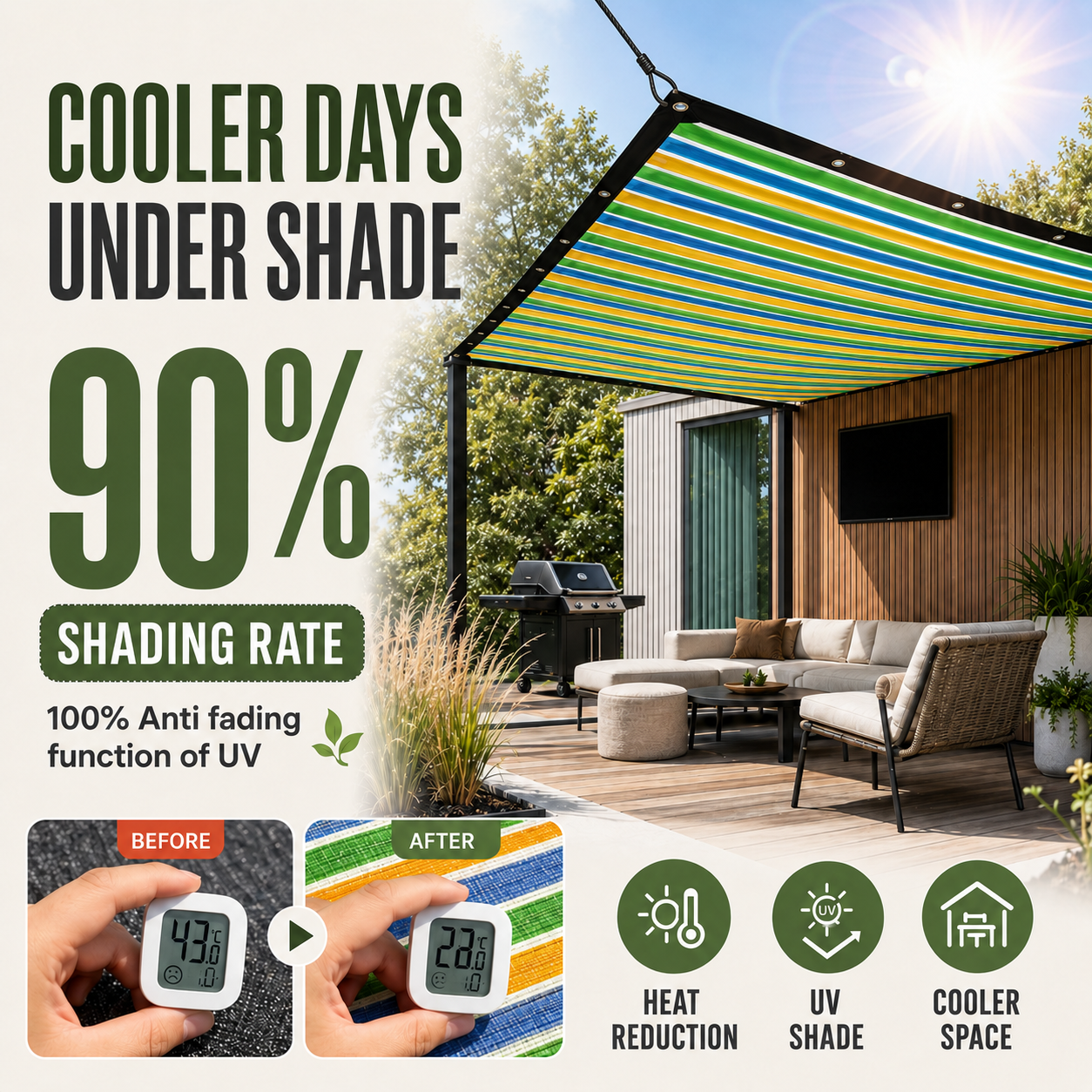 Nordspur | ShadeLoom Striped Outdoor Shade Canopy