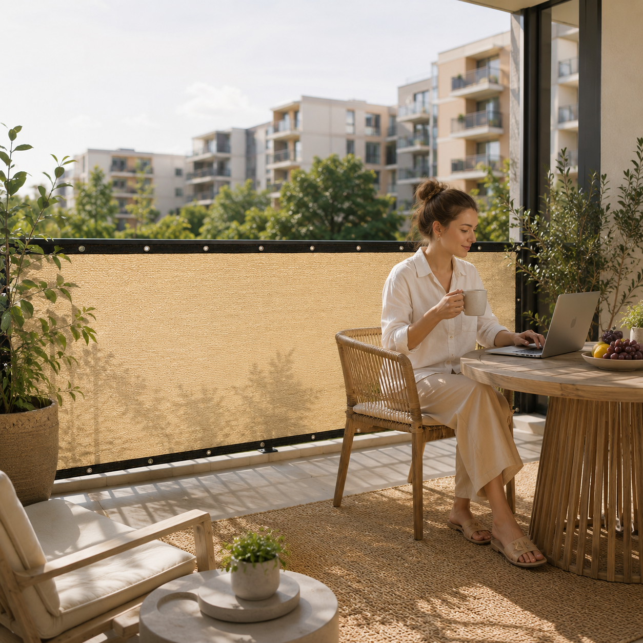 Nordspur | Shadeora Balcony Privacy Screen | Sun Shade & Wind Panel with Eyelets