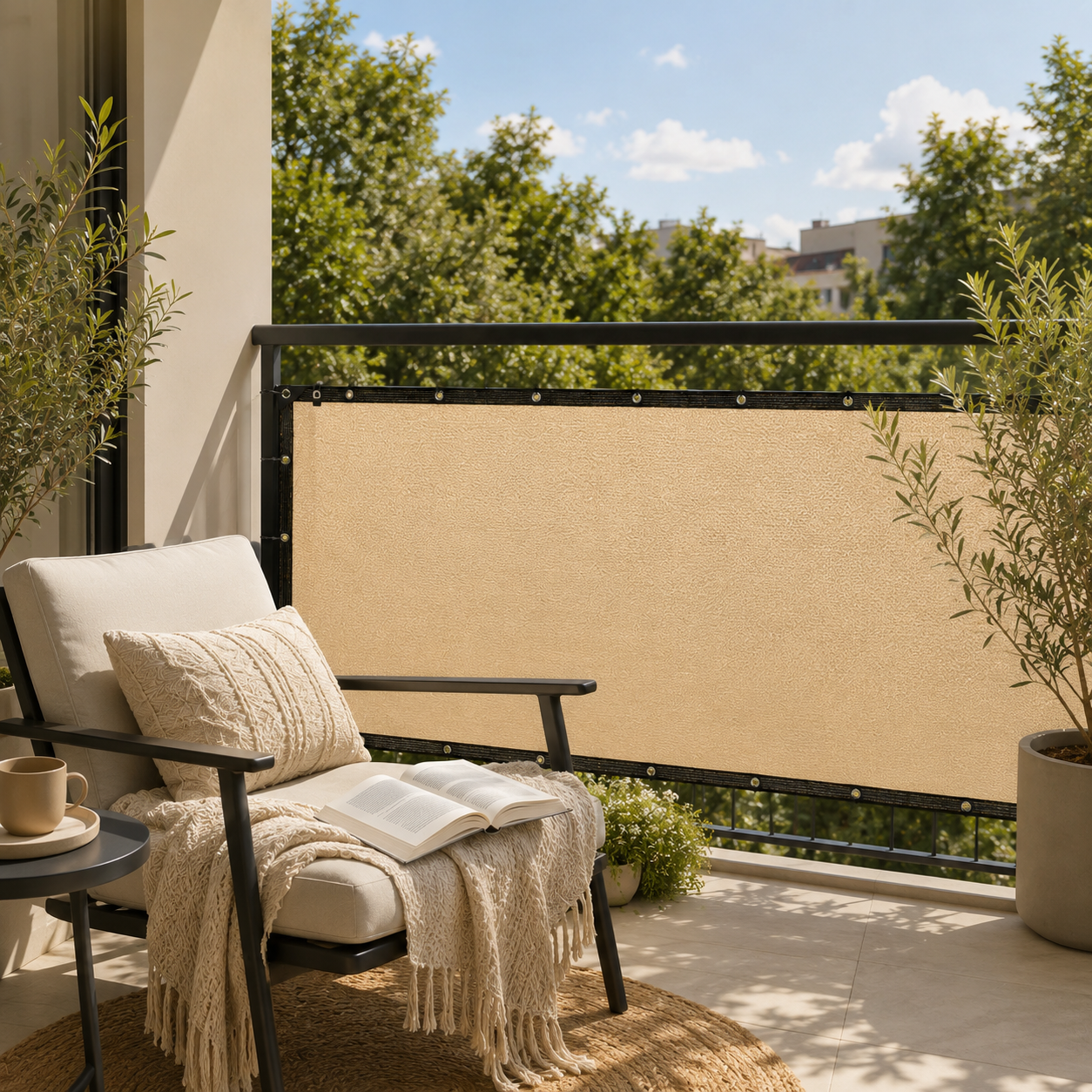 Nordspur | Shadeora Balcony Privacy Screen | Sun Shade & Wind Panel with Eyelets