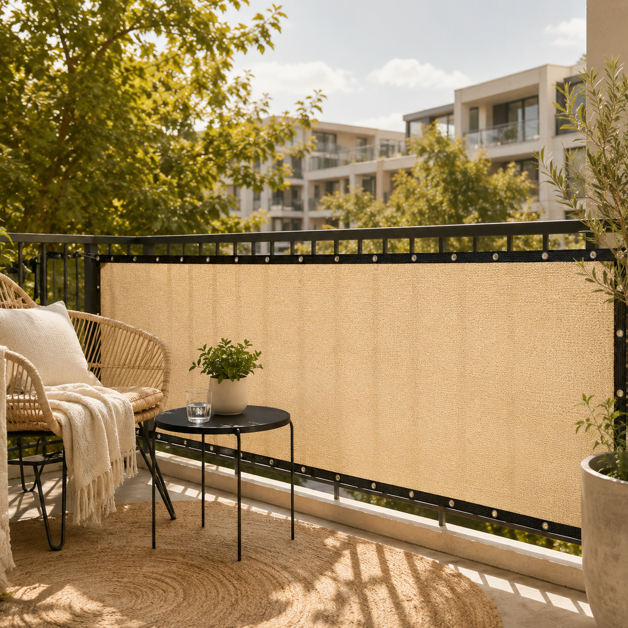 Nordspur | Shadeora Balcony Privacy Screen | Sun Shade & Wind Panel with Eyelets