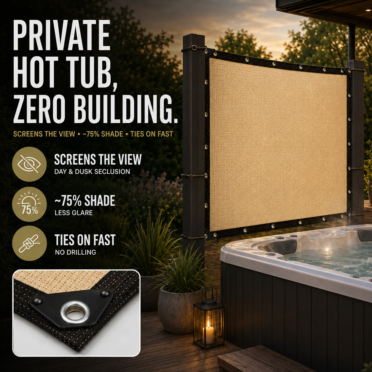 Nordspur | Shadeora Hot Tub Privacy Screen | Garden Shade & Screening Panel