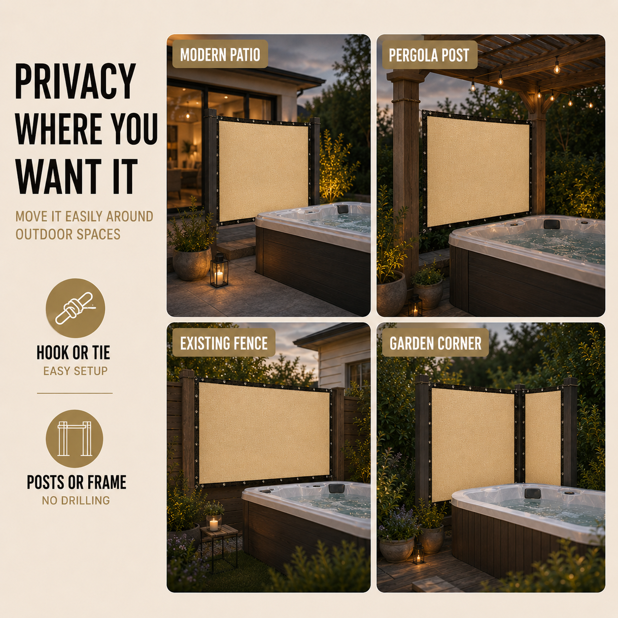 Nordspur | Shadeora Hot Tub Privacy Screen | Garden Shade & Screening Panel