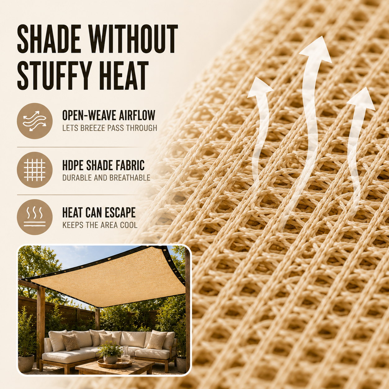 Nordspur | Shadeora Pergola Shade Sail | Patio Sun Shade Panel with Eyelets