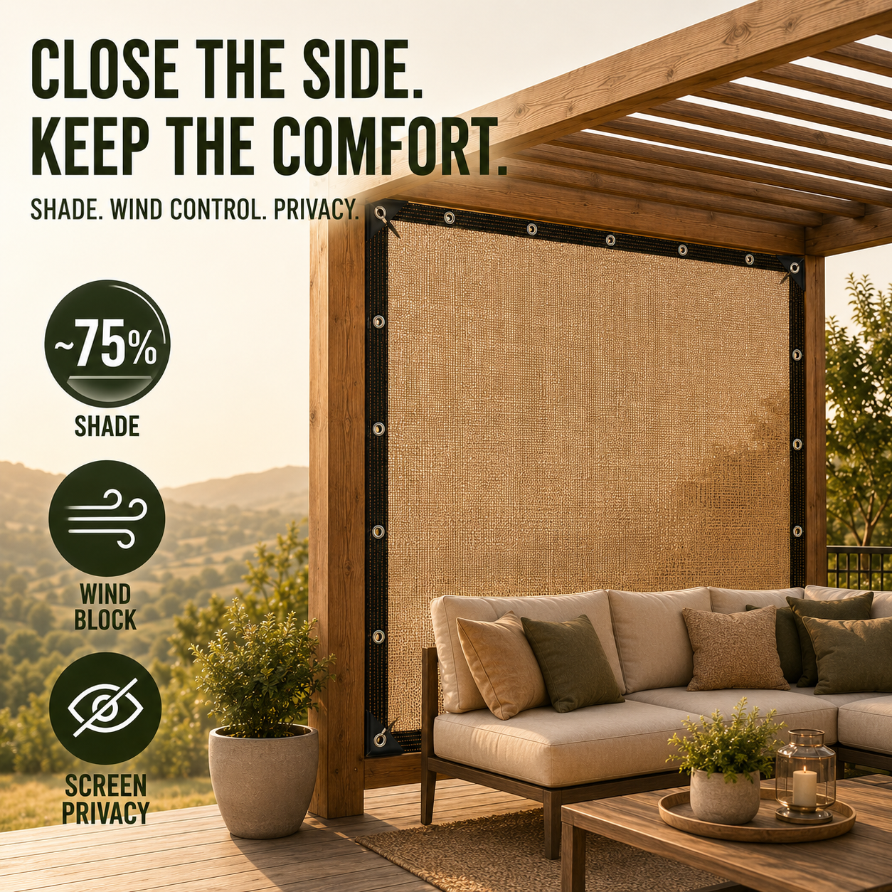 Nordspur | Shadeora Pergola Side Panel | Gazebo Side Wall Sun & Wind Screen