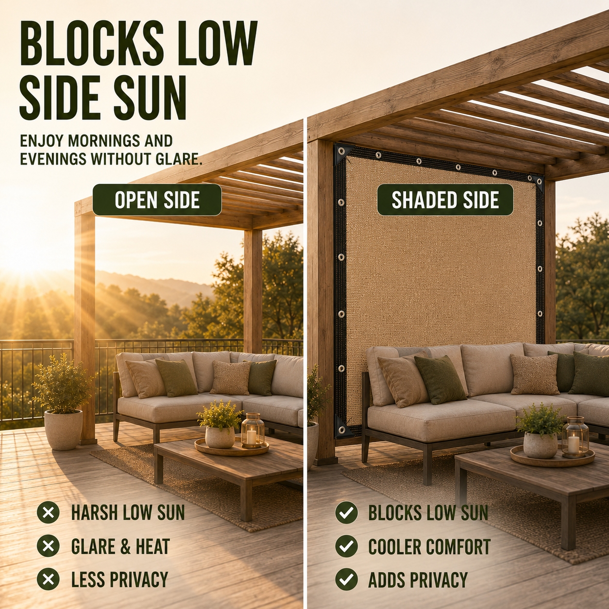 Nordspur | Shadeora Pergola Side Panel | Gazebo Side Wall Sun & Wind Screen