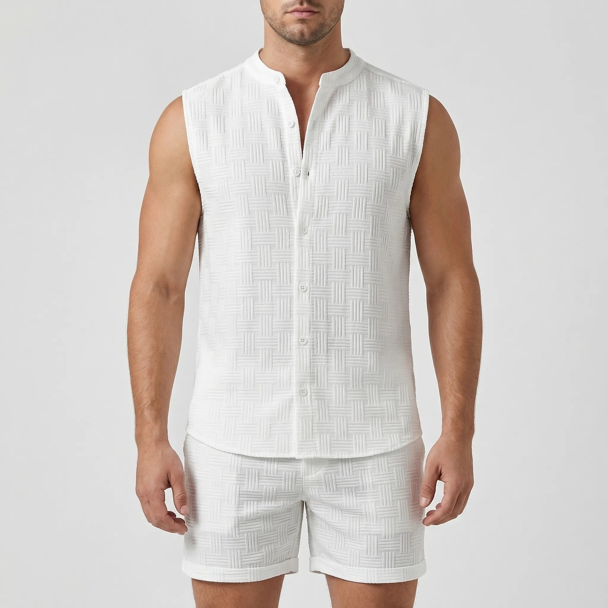 Nordspur | Shorven Sleeveless Stand-Up Collar Shirt And Shorts Set