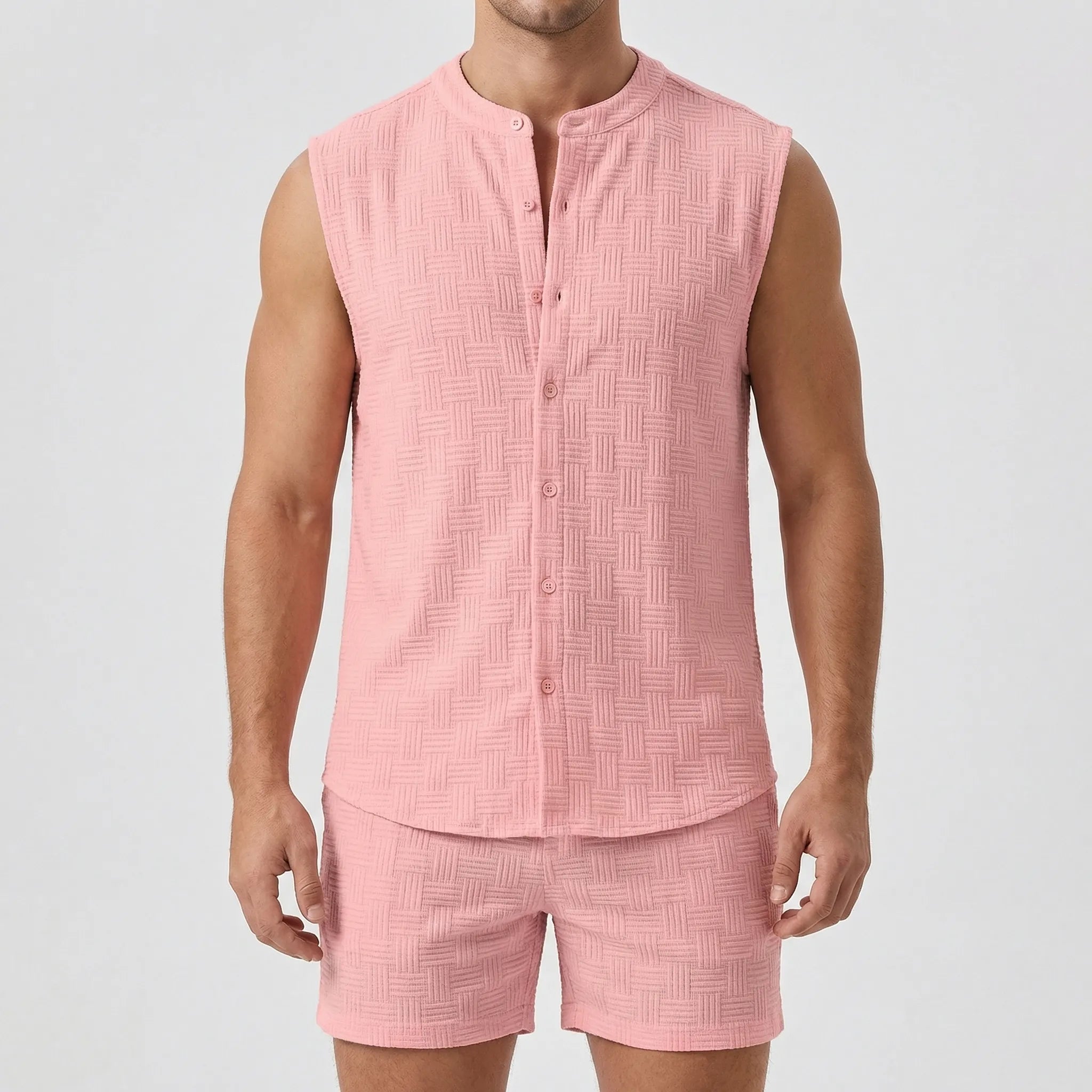 Nordspur | Shorven Sleeveless Stand-Up Collar Shirt And Shorts Set