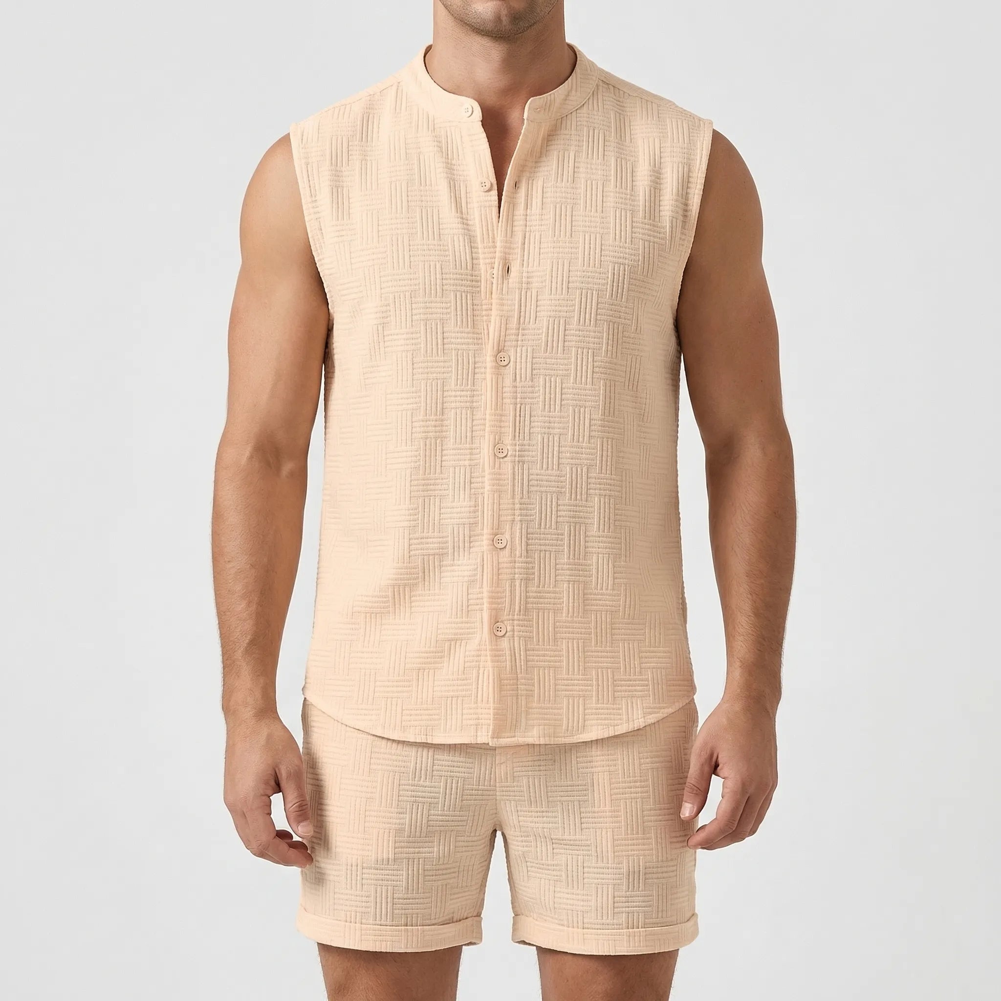 Nordspur | Shorven Sleeveless Stand-Up Collar Shirt And Shorts Set