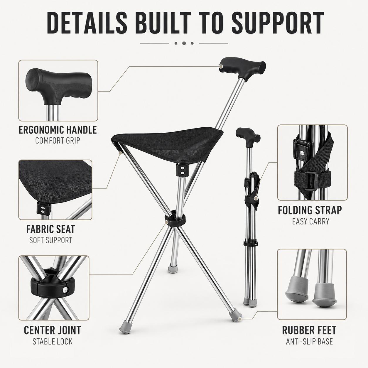 Nordspur | Sitaraid Foldable Aluminum Cane Chair