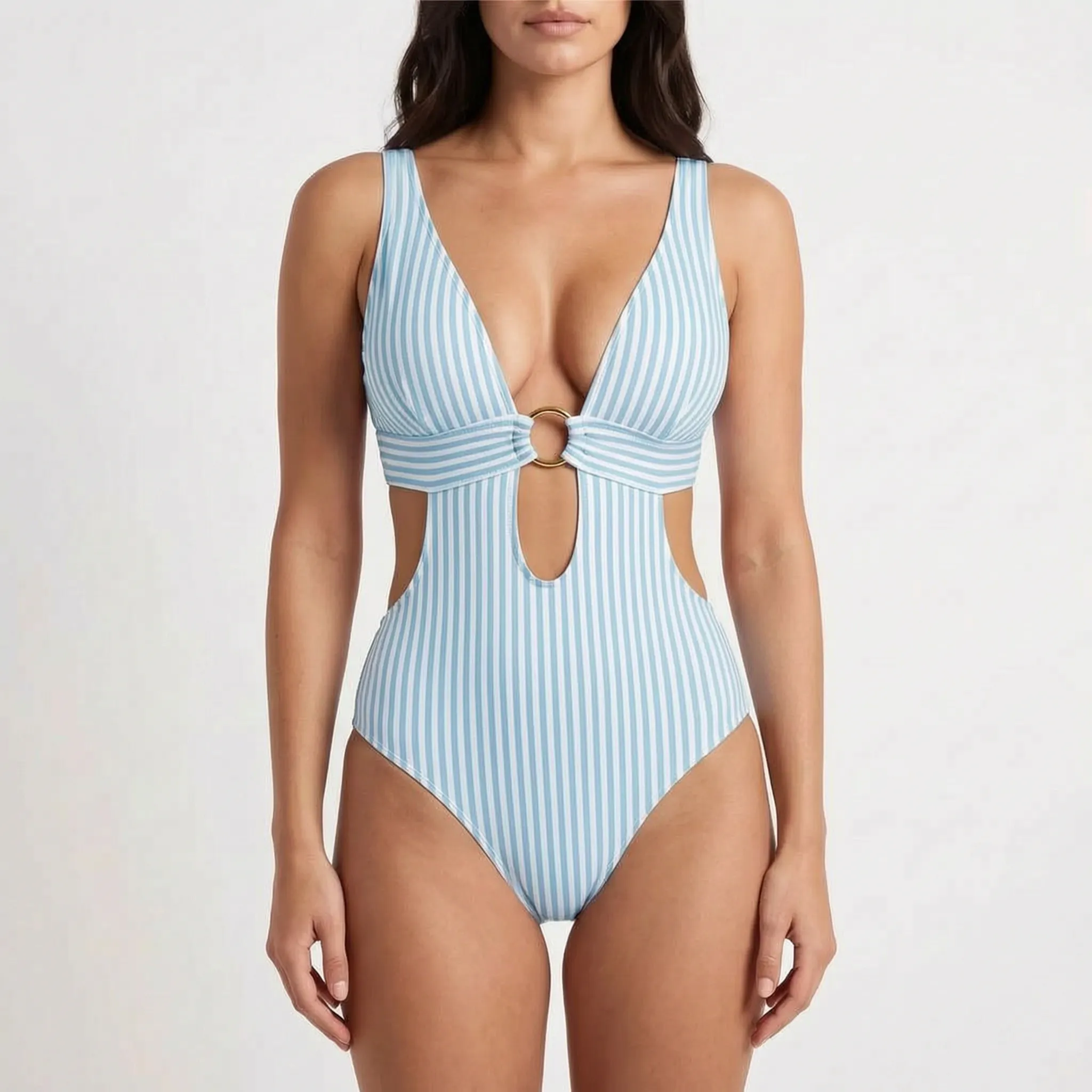 Nordspur | Solarique Striped Cut Out One Piece Swimsuit